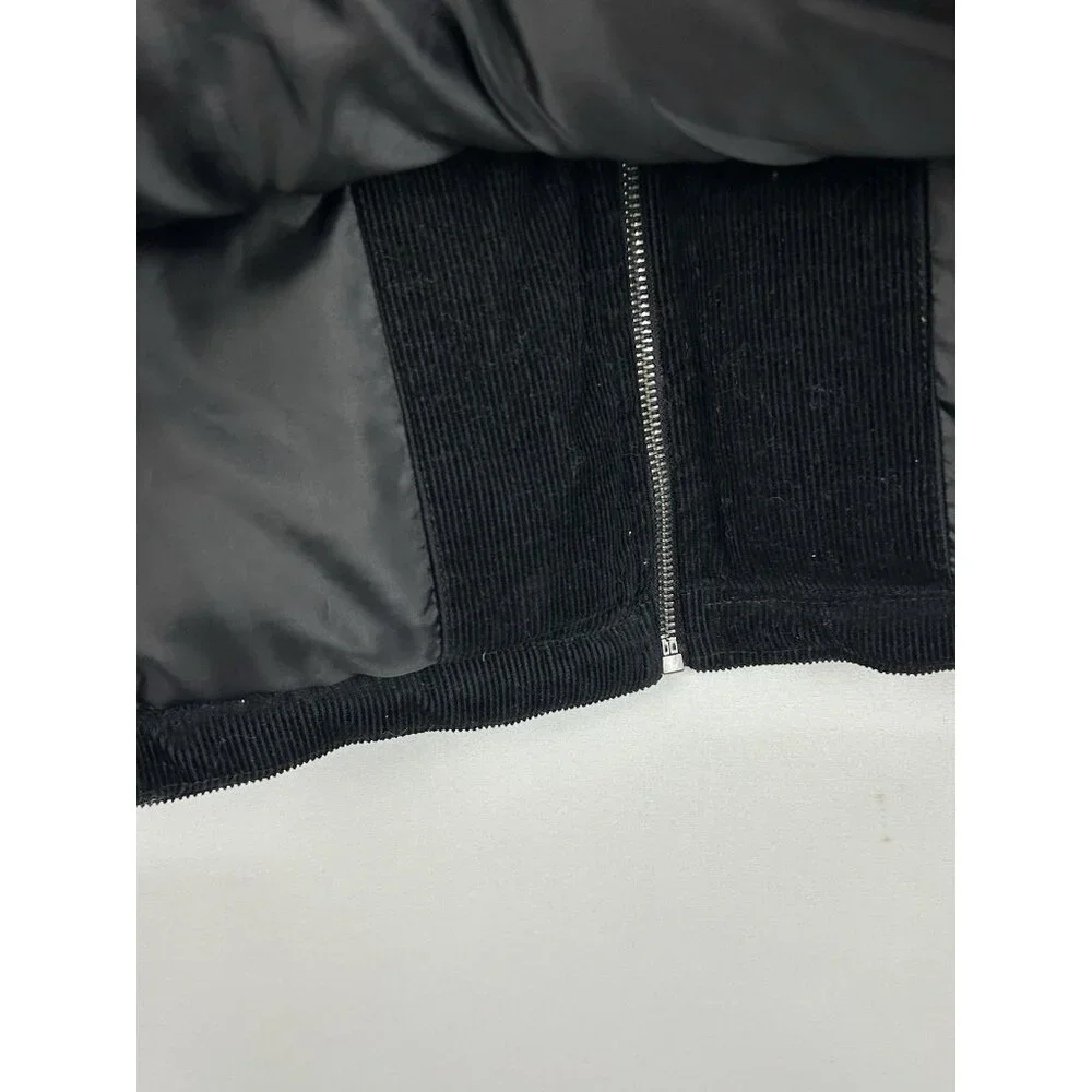 Levi Strauss Women's Size Medium Black Corduroy Puffer Coat Full Zip Lined - Picture 10 of 15